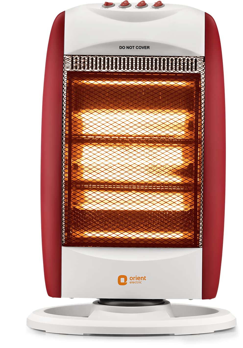 Orient Electric Durahot Halogen Effective Heating Room Heater with 3 Heat  Settings 400W/800W/1200W, Maroon u0026 White, 275x90x490 mm (HH1200MAR)