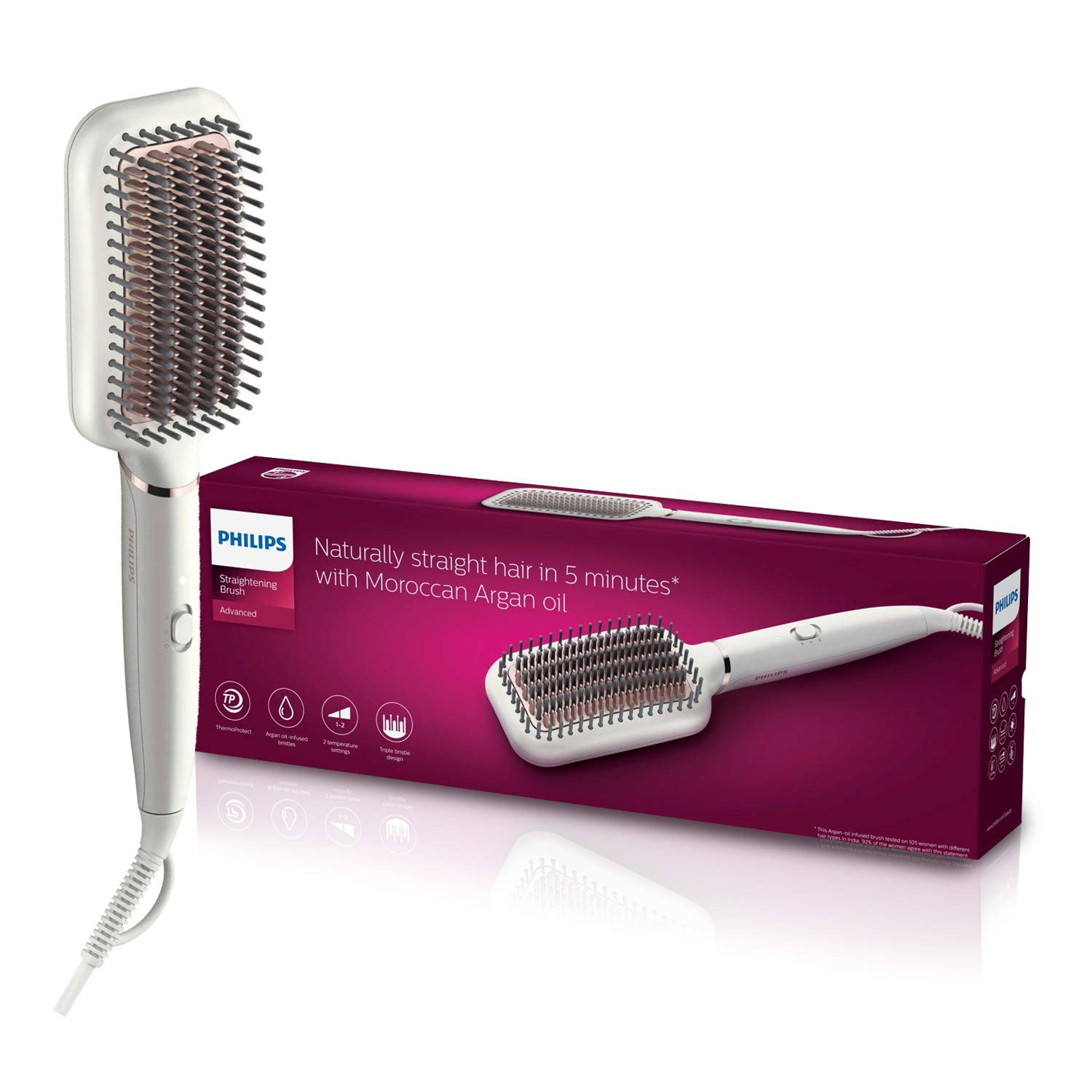 Philips BHH88010 Heated Straightening Brush with Thermoprotect Technology  Black  Philips Touchup HP6388 Eyebrows Facial  Body TrimmerWhite   Amazonin Beauty