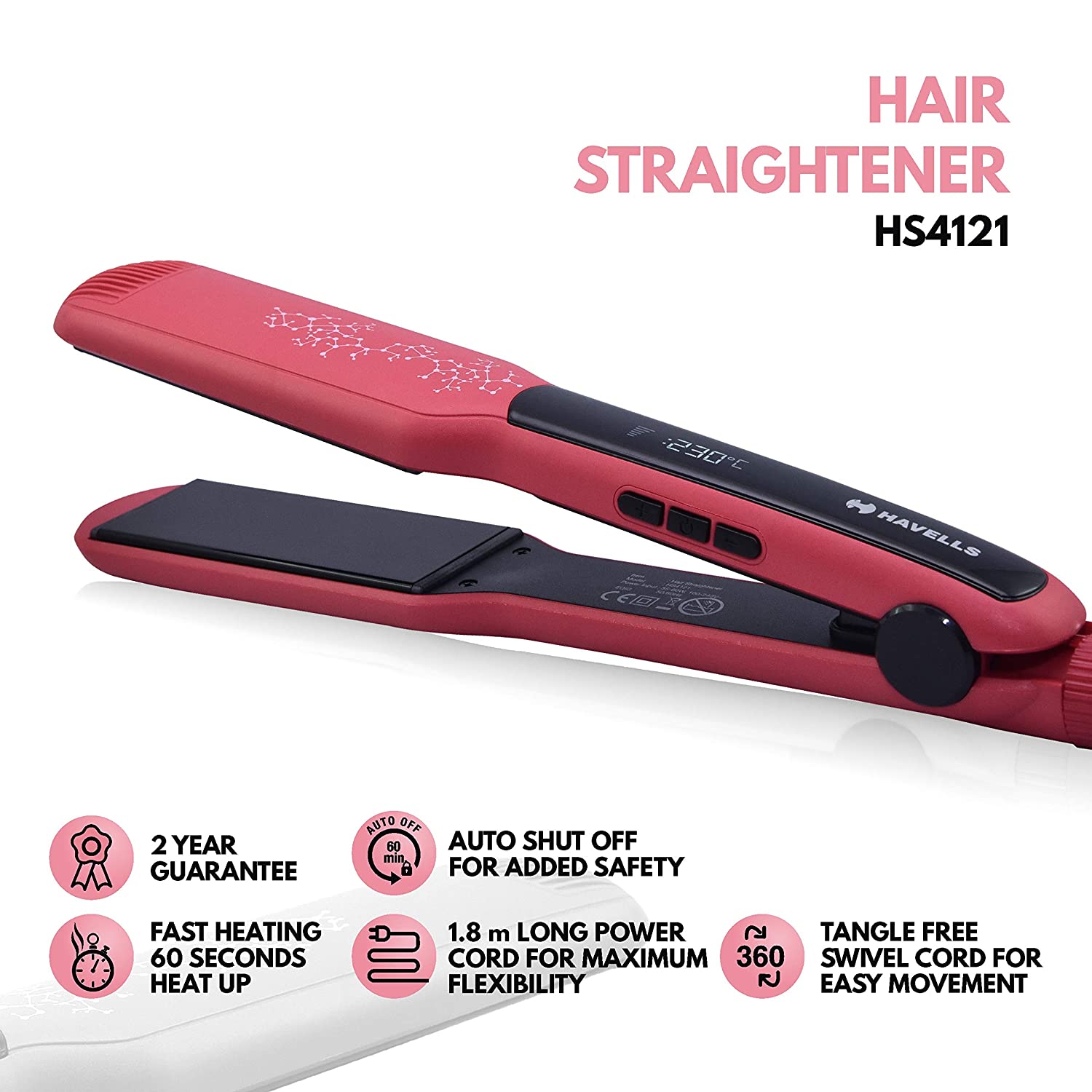 Havells HS4121 Hair Straightener (Red) Other