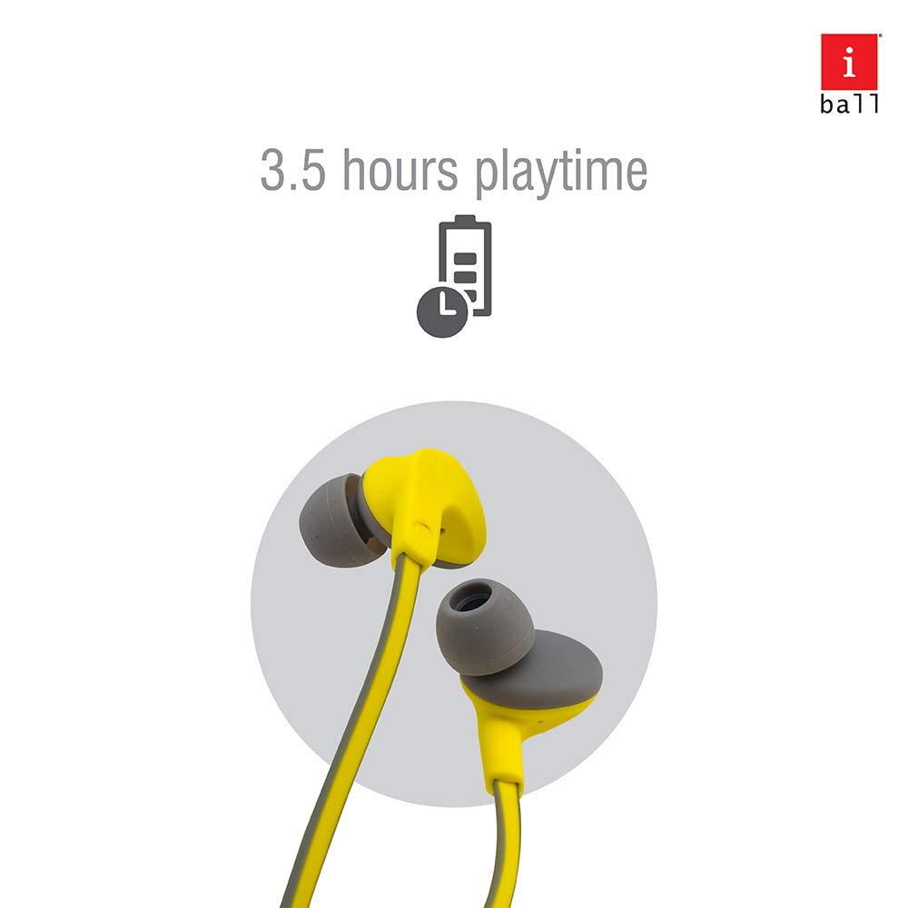 iBall EarWear Sporty Wireless Bluetooth in Ear Headset with Mic Fluorescent Yellow