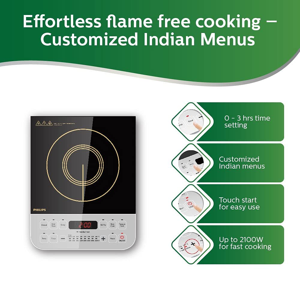 Philips Viva Collection HD4928 01 2100 Watt Induction Cooktop Black
