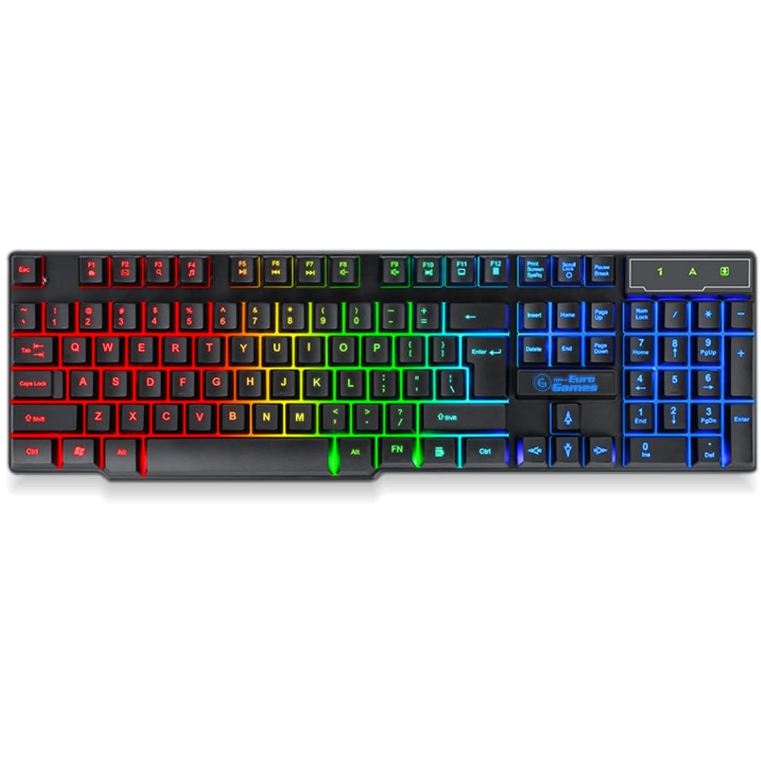 RPM Euro Games Gaming Keyboard Wired | 87 Keys Space Saving Design |  Membrane Keyboard with Mechanical Feel | LED Backlit & Spill Proof Design