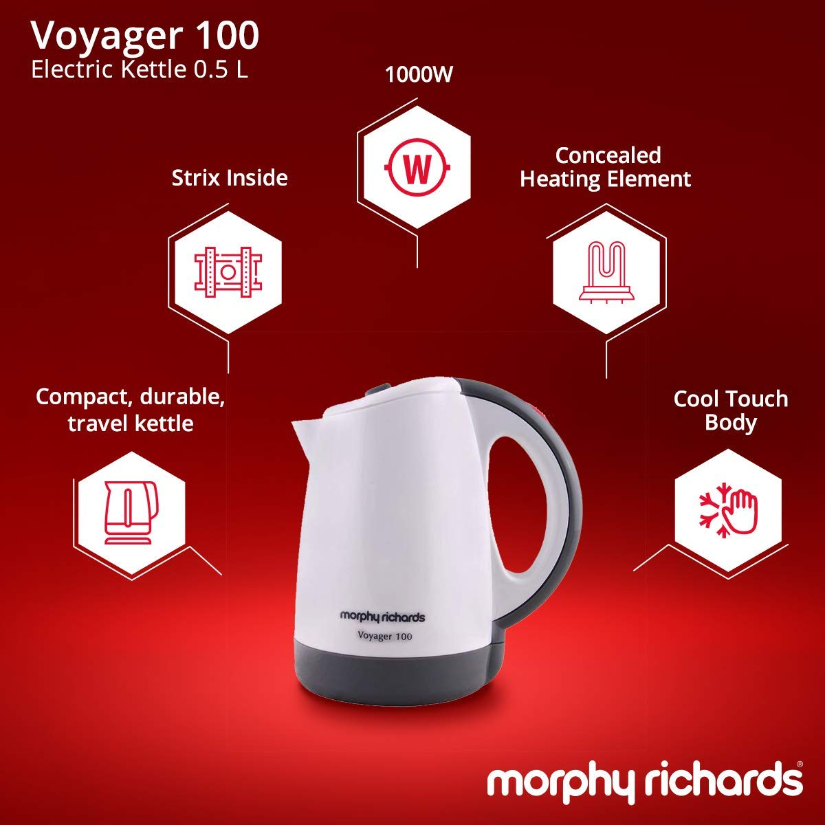 Morphy richards voyager 100 2024 electric kettle 0.5 l