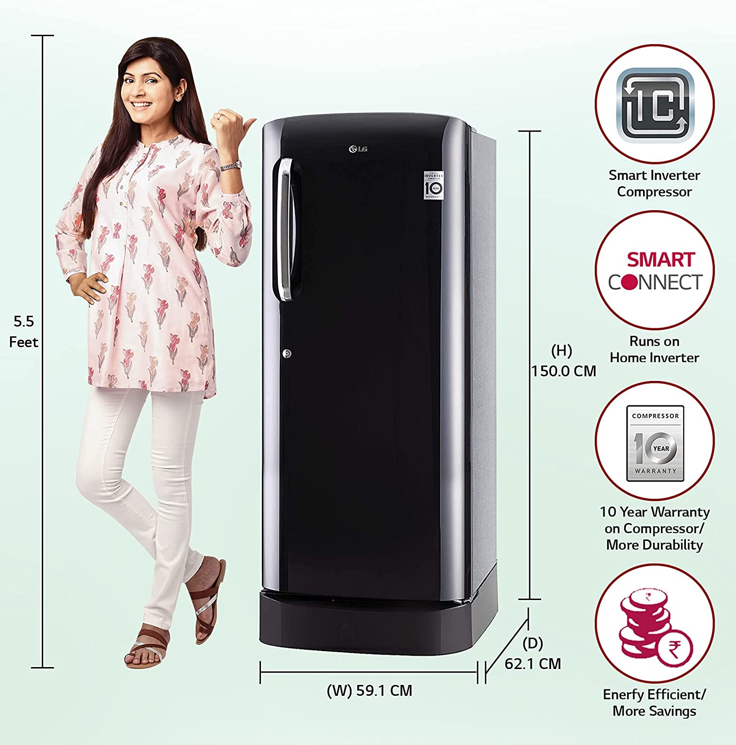 lg intellocool refrigerator single door