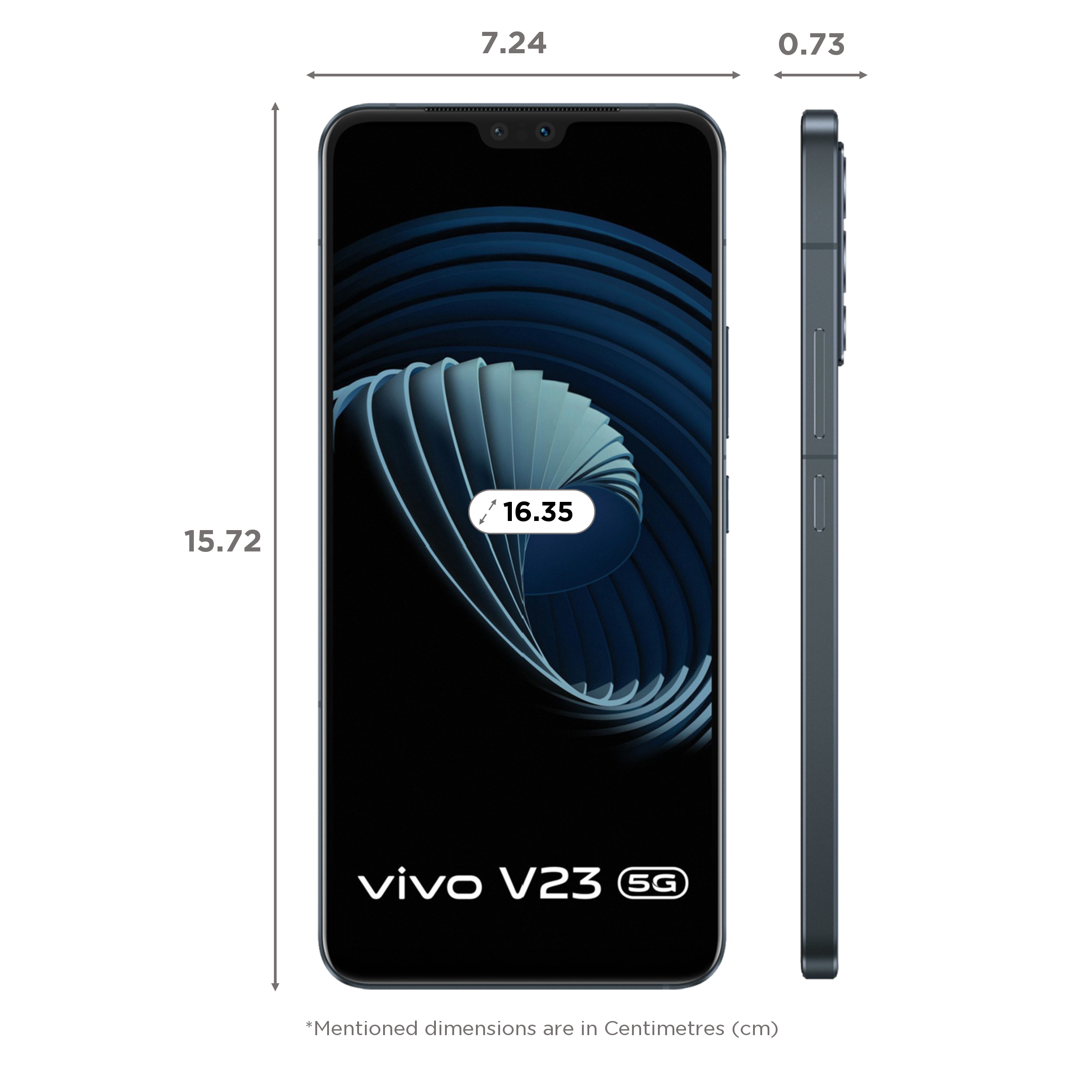 vivo v23 dimensions