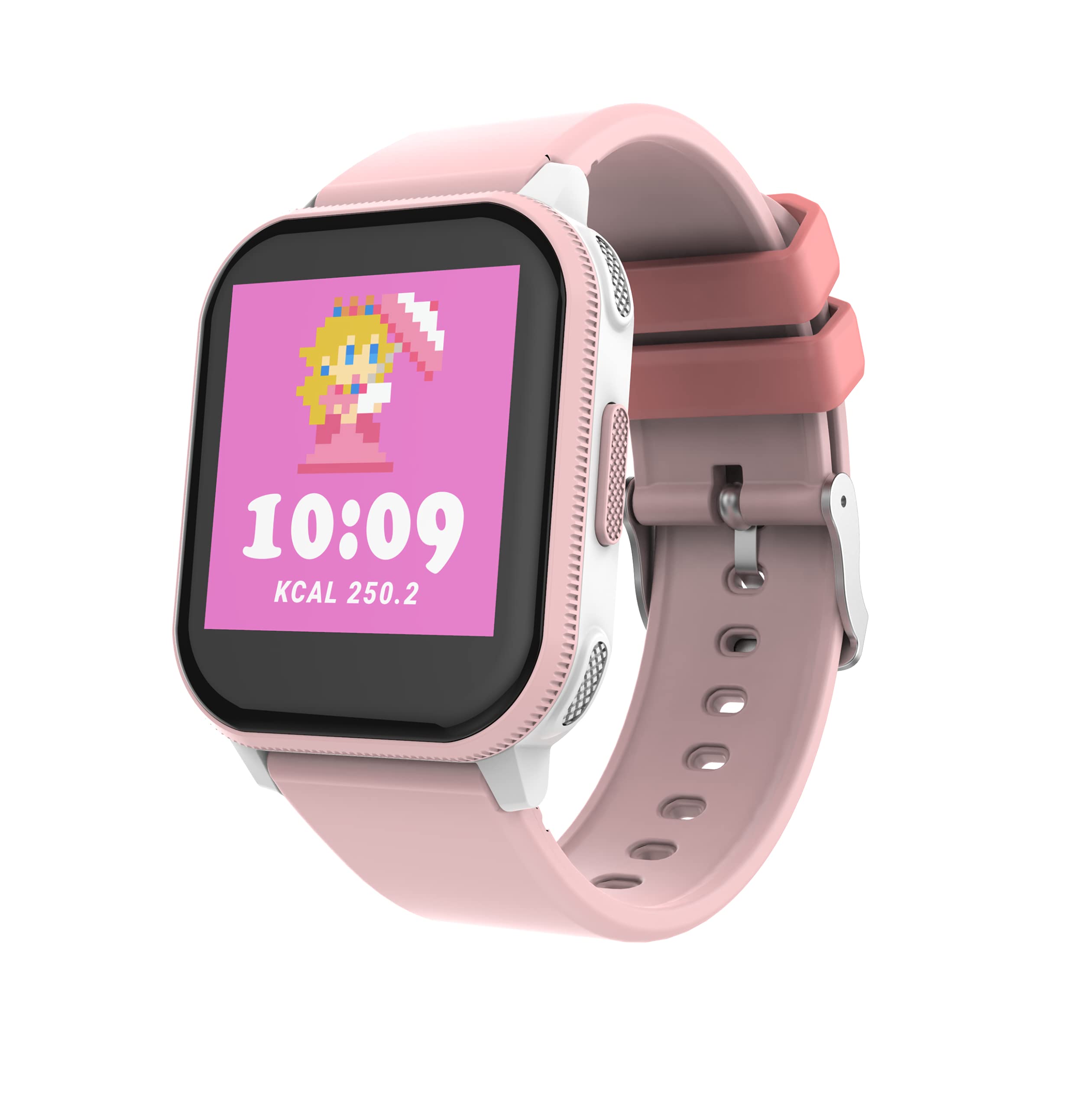 V2A PlayOn Smart Watch for Kids with 8 Games 10 Alarms 6 Sports Modes 100 Watch Faces Child Lock Smart Watch for Girls and Boys IP68 Waterproof 7 Days Battery Backup Pink White